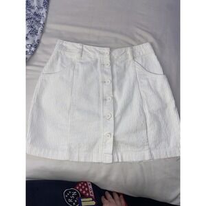 Forever 21 Corduroy Mini Skirt Size Medium White Cream 90's Button Preppy Y2K